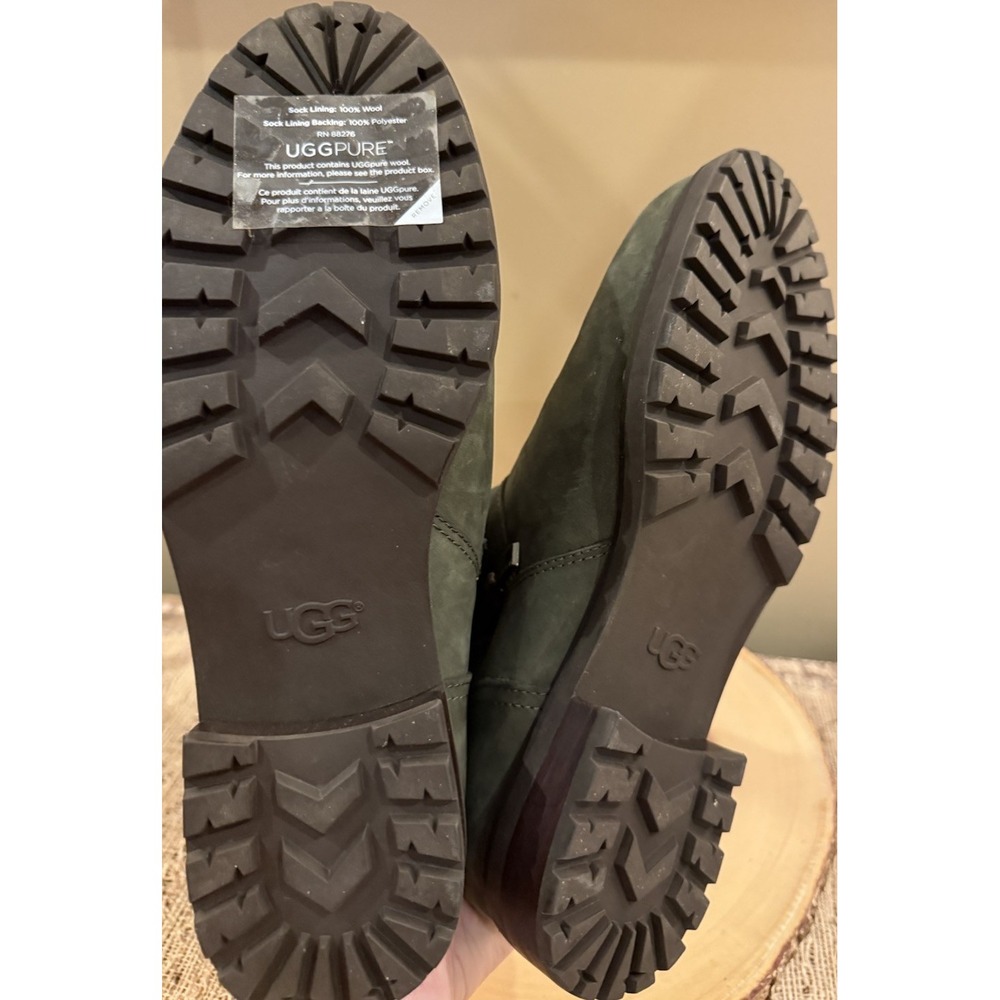 UGG Niels III Waterproof Olive Green Moto Boots Size 9.5‎ US – Sheepskin Lined - Picture 10 of 11